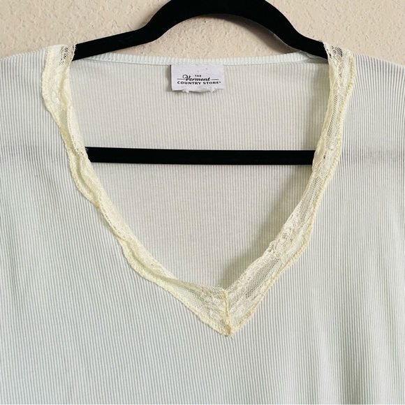The Vermont Country Store woman’s 2 piece mint pajamas size M soft stretchy airy - Picture 3 of 8
